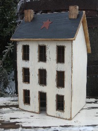 Primitive Country Whitewash Saltbox Home House Electric Light Grapevine 